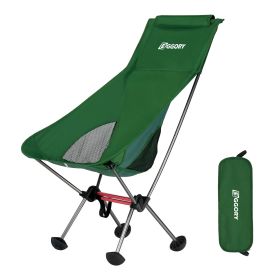 Folding Camping Chair Stable Lightweight Portable Compact for Outdoor Camp Travel, Beach, Picnic Festival Hiking Backpacking Supports 300Lbs (Color: Green)